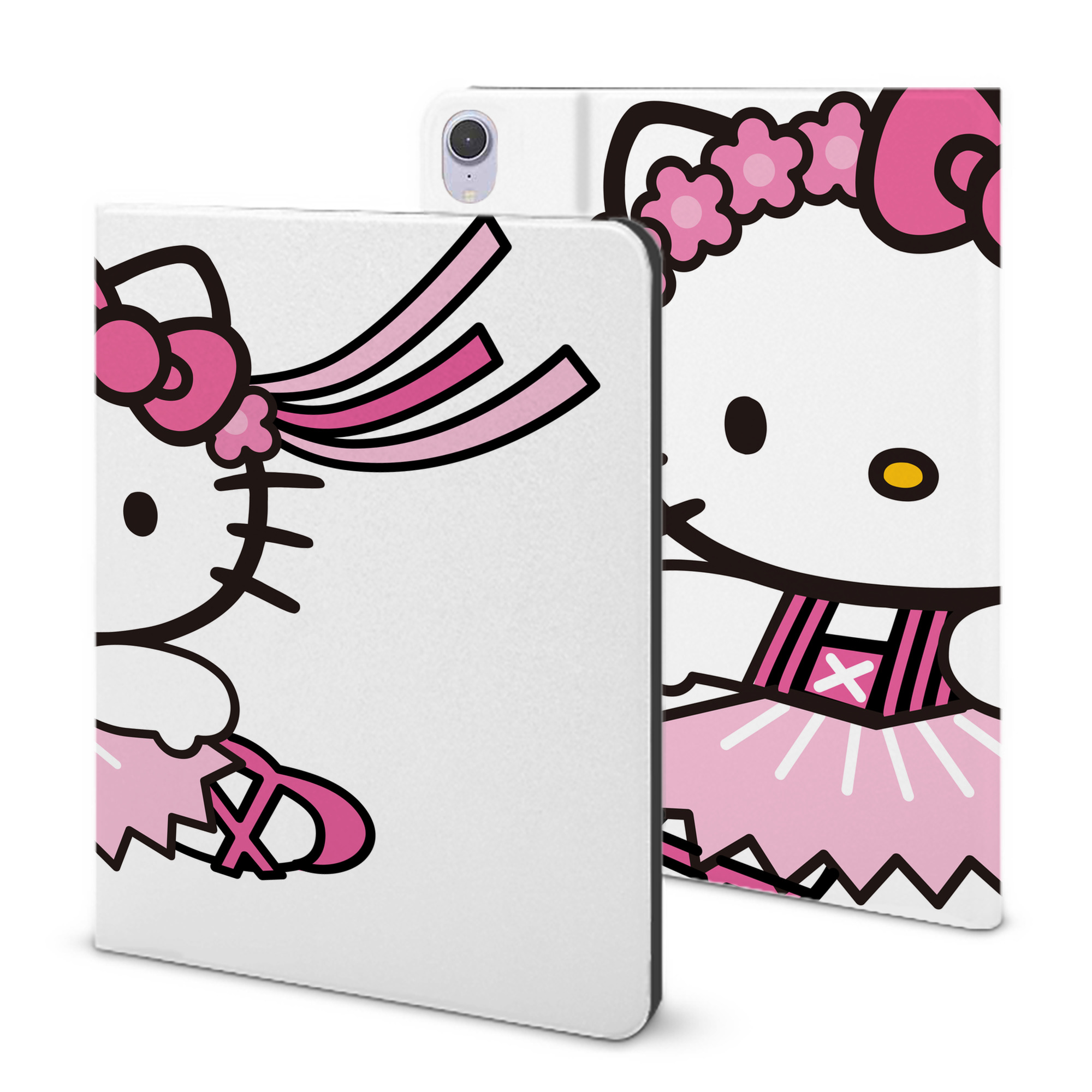 （画像用） Hello Kitty ハローキティ IPad ケース ブック型 PUレザー TPU 耐衝撃 軽量 薄型 ペン収納なし 全面保護 IPad 各モデル対応